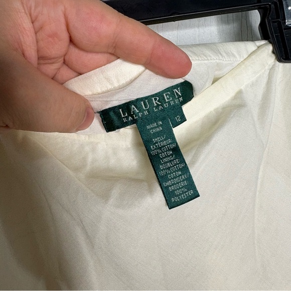 Lauren Ralph Lauren Vintage Made in USA cotton ivory eyelet midi skirt size 12 - Picture 7 of 10